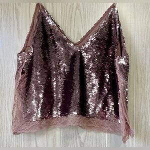 Free People swinging sequin surplice cami Size Small EUC